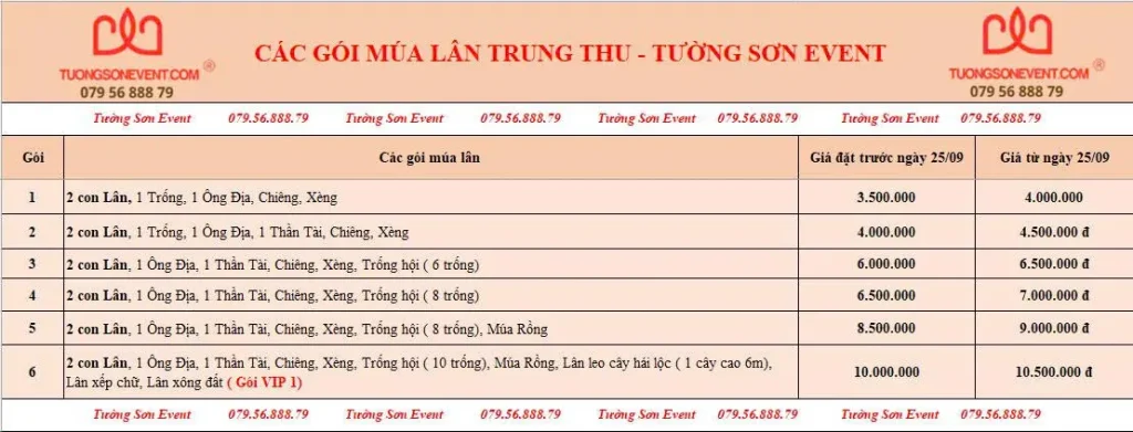 Múa lân Trung Thu gói 2 lân