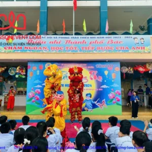 Múa lân Trung Thu gói 2 lân tại trường học