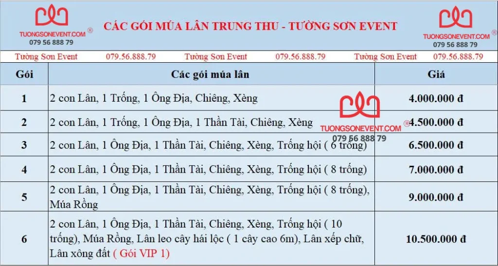 Báo giá múa lân trung thu