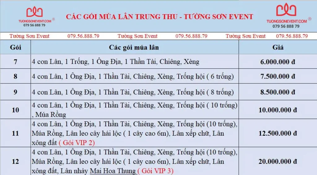 Báo giá múa lân trung thu