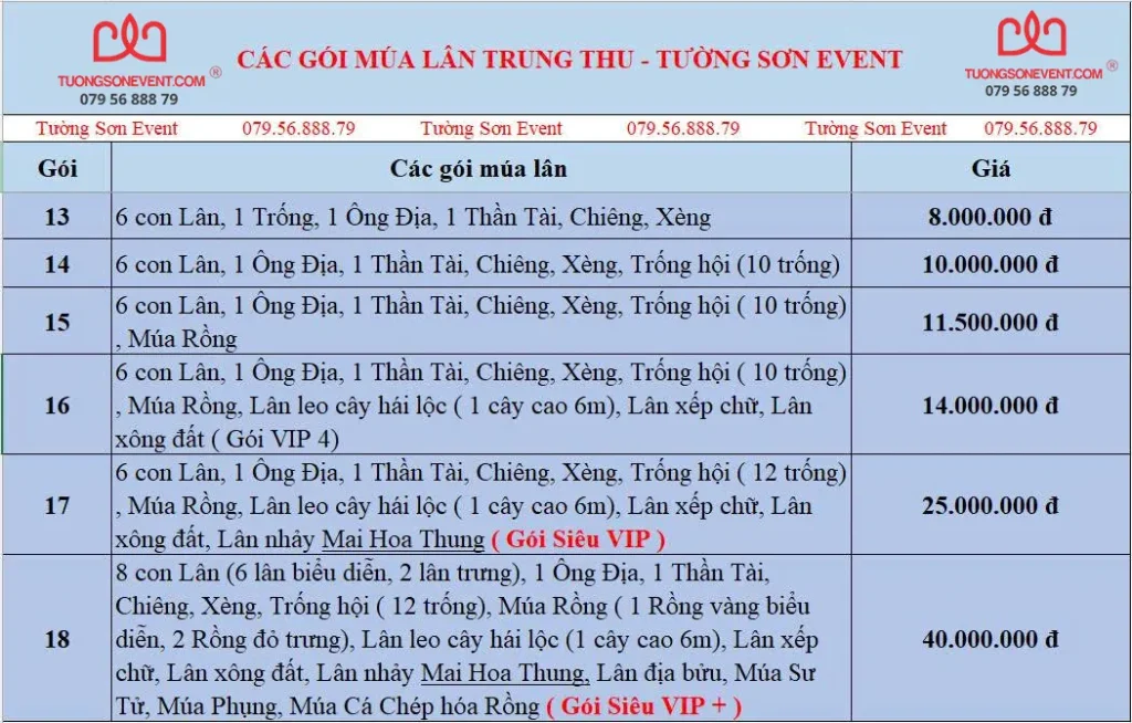 Báo giá múa lân trung thu