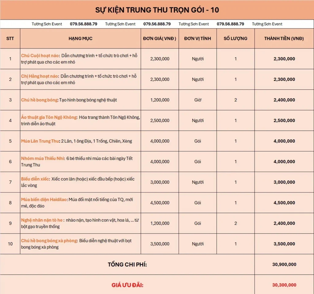 Tổ chức sự kiện trung thu trọn gói 10