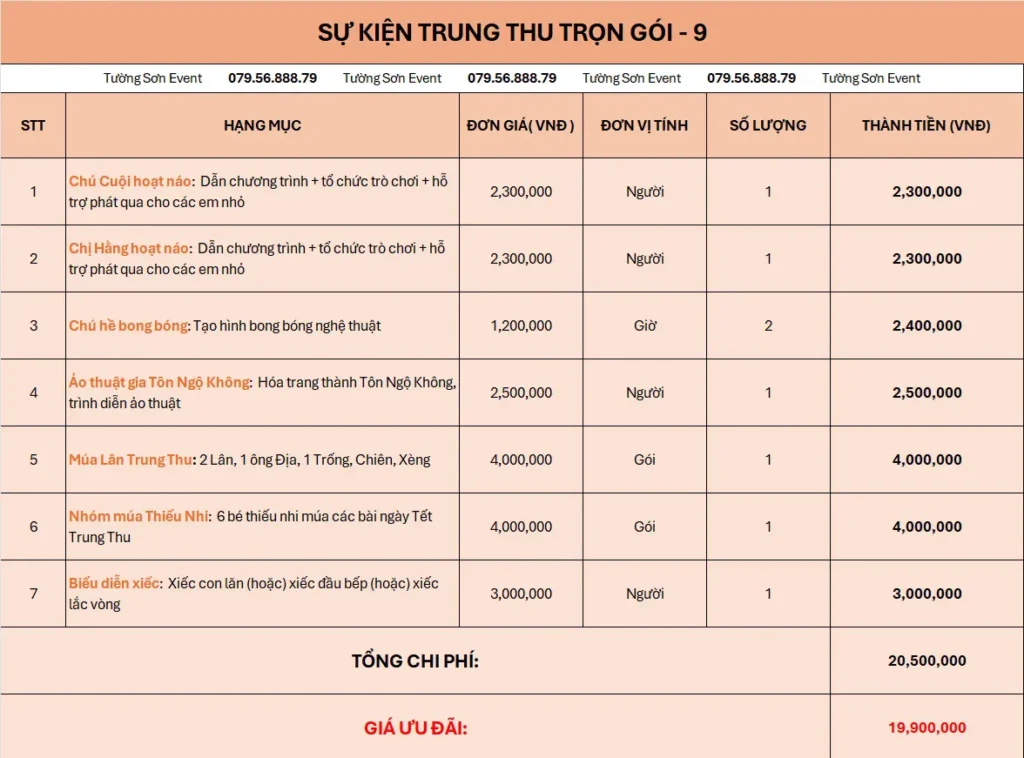 Tổ chức sự kiện trung thu trọn gói 9