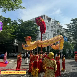 Lân leo cây 6m hái lộc và Rồng hứng lộc ngày Tết Nguyên Đán