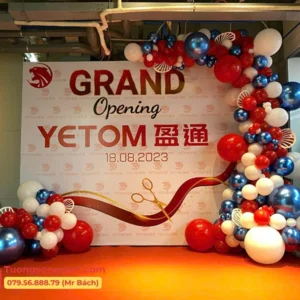 Trang trí Backdrop khai trương Quán nước, quán Cafe, Quán ăn