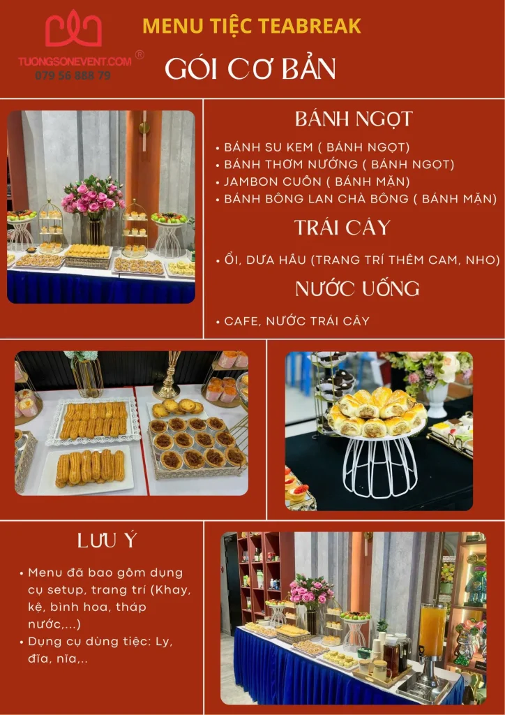 menu tiệc teabreak gói cơ bản