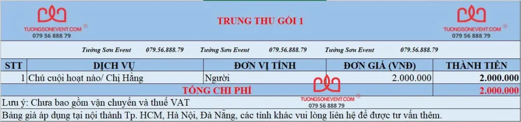 Trung thu trọn gói 1