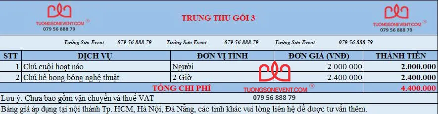 Trung thu trọn gói 3