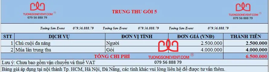 Trung thu trọn gói 5