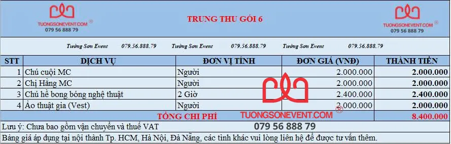 Trung thu trọn gói 6