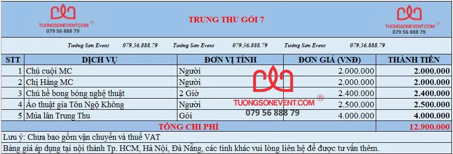 Trung thu trọn gói 7