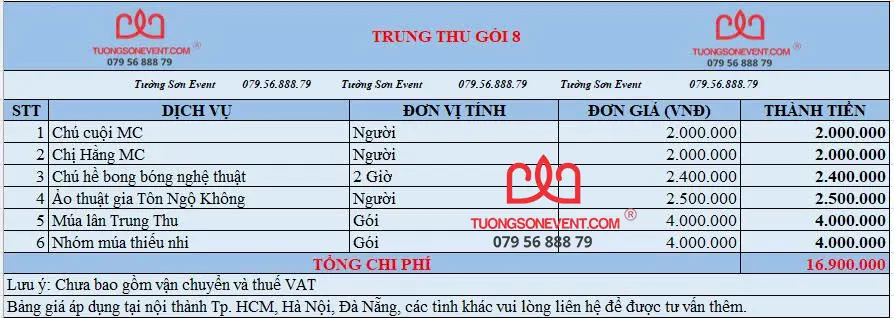 Trung thu trọn gói 8