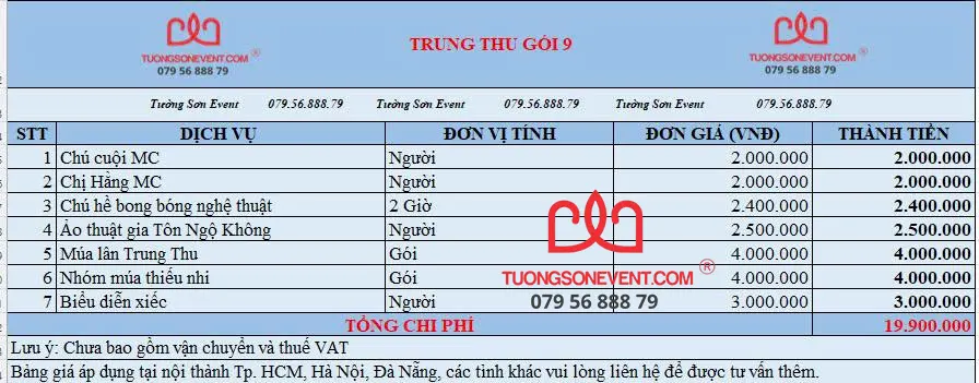 Trung thu trọn gói 9