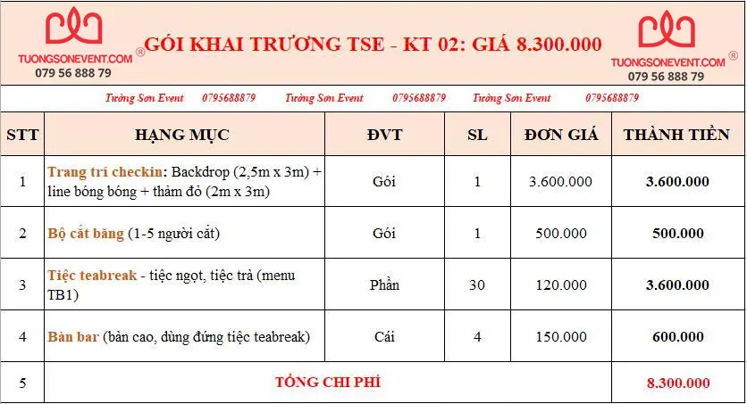 Khai Trương trọn gói 2