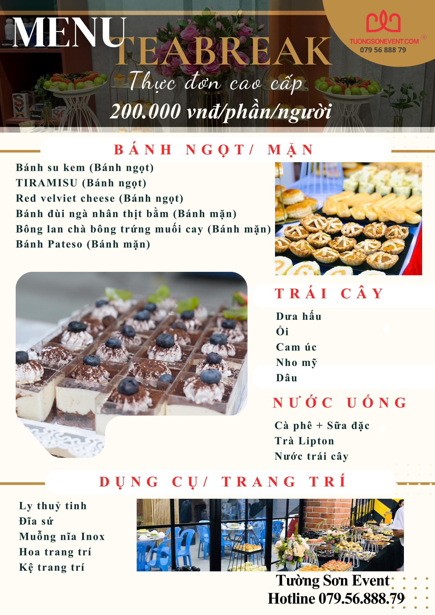 Menu Teabreak cao cấp 